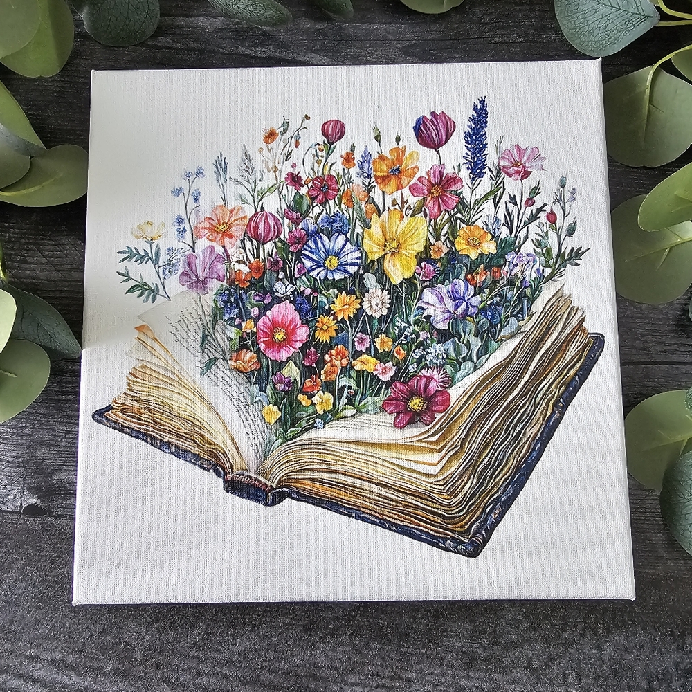 Floral Book Canvas Art